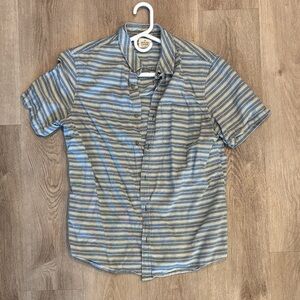 Marine Layer Striped Button-Down Shirt in Blue and Gray